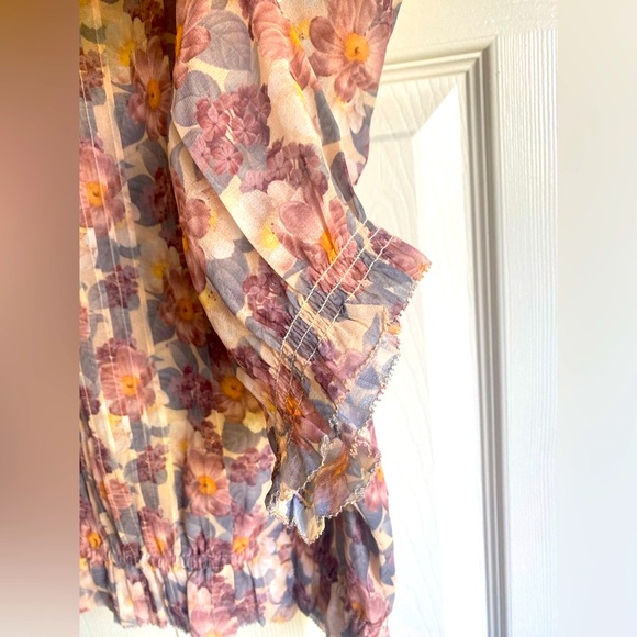 New Aritzia Wilfred Mansfield Ruffle Blouse Floral - Picture 4 of 8